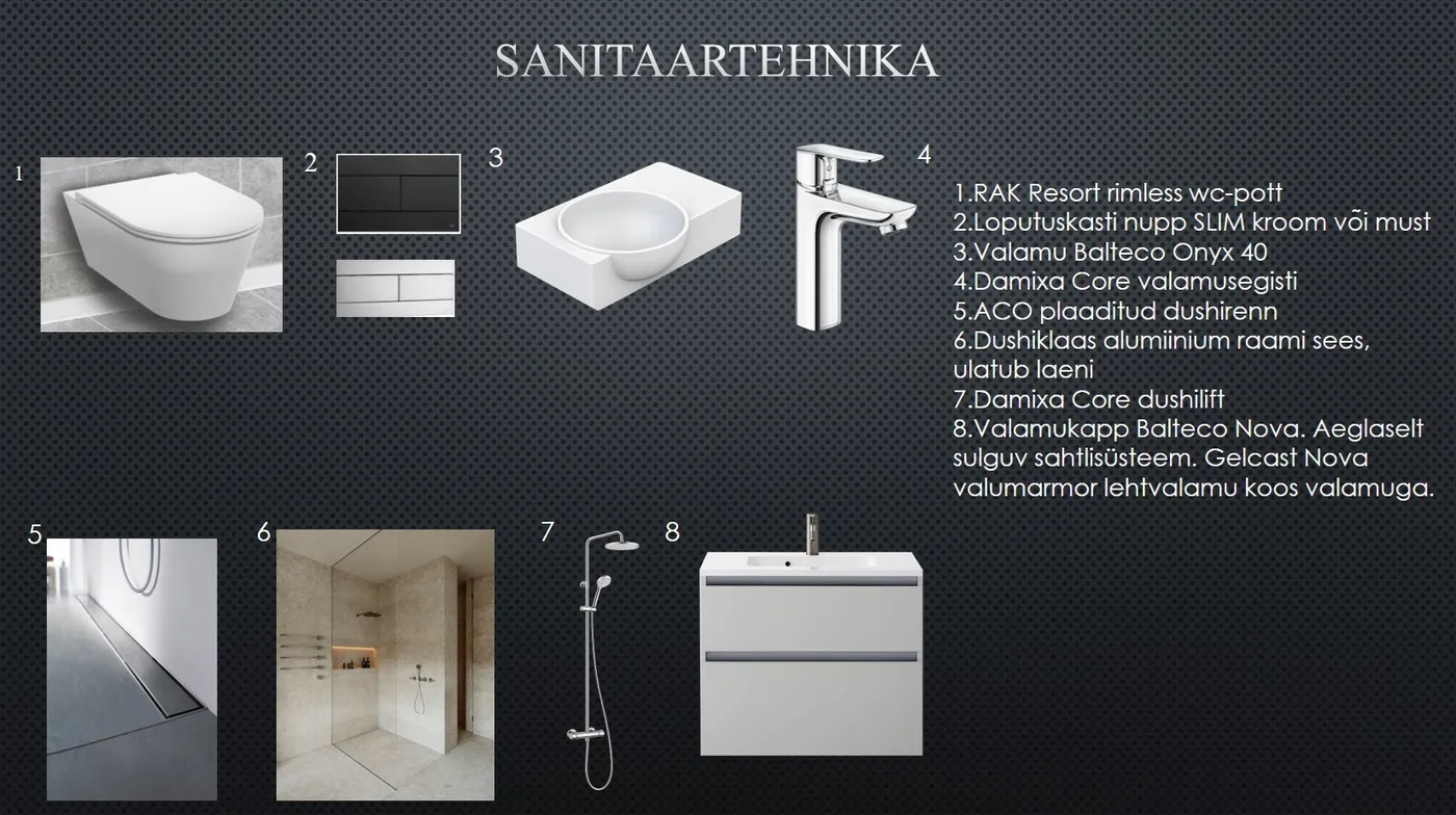 Sanitaartehnika — materjalide ja toodete näidisleht